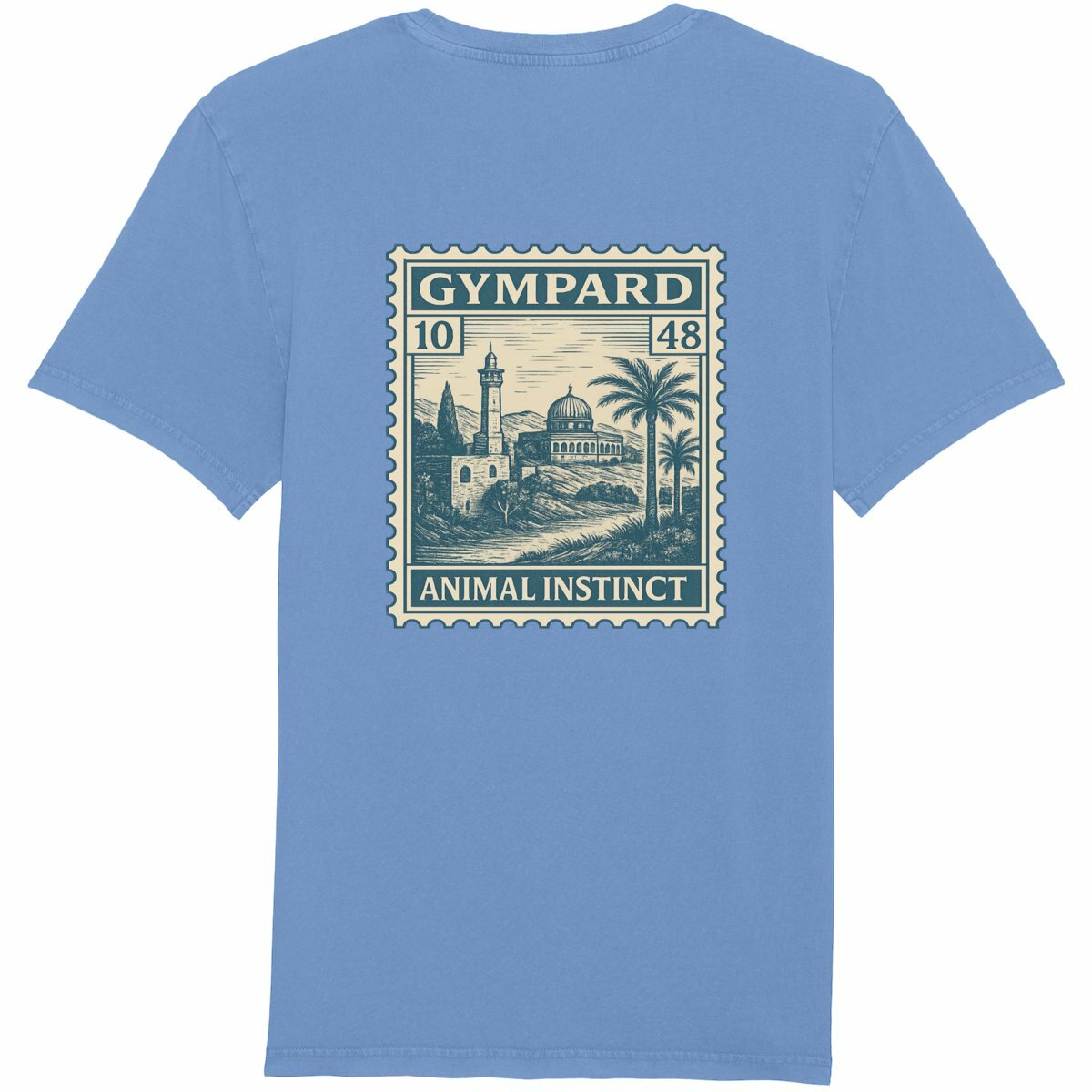 Camiseta unisex vintage: sello - espalda_azul