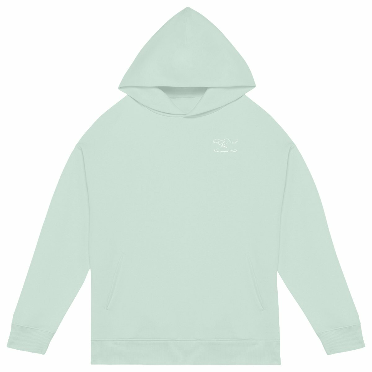 Sudadera con capucha oversize unisex:logo simple - frente_verde