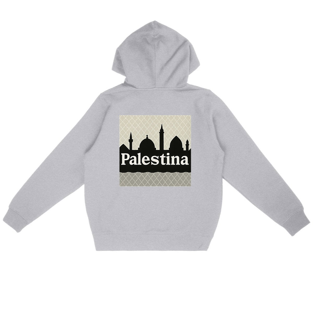Sudadera ligera con capucha unisex:PALESTINA - back_heidekrautgrau