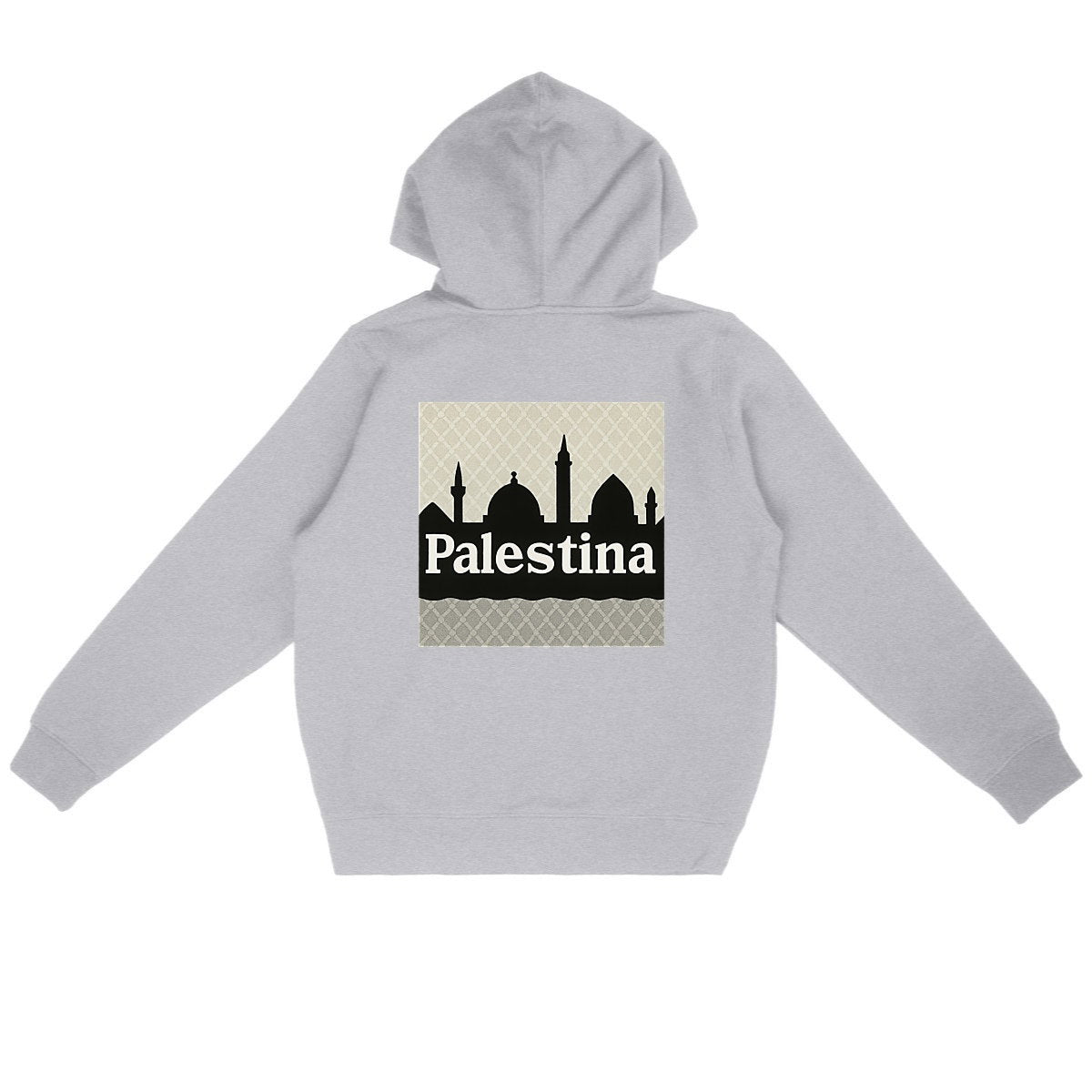 Sudadera ligera con capucha unisex: Logo + negro - back_heidekrautgrau
