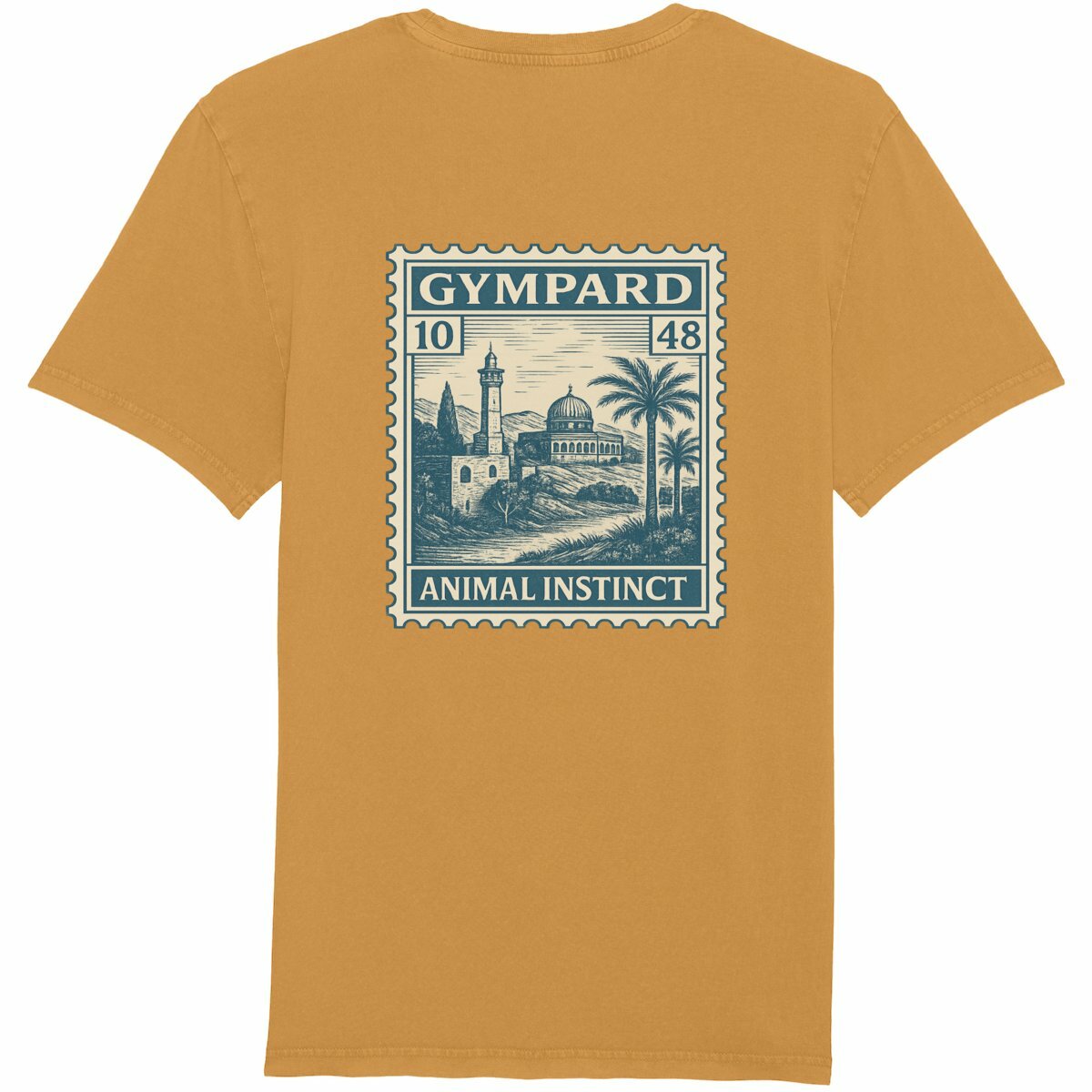 Camiseta unisex vintage: sello - espalda_amarillo