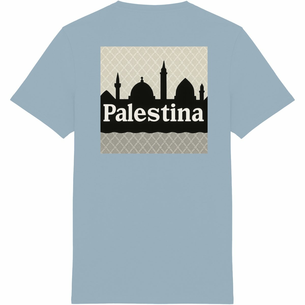 Camiseta unisex Made in Portugal: logo + palestina - espalda_azulártico