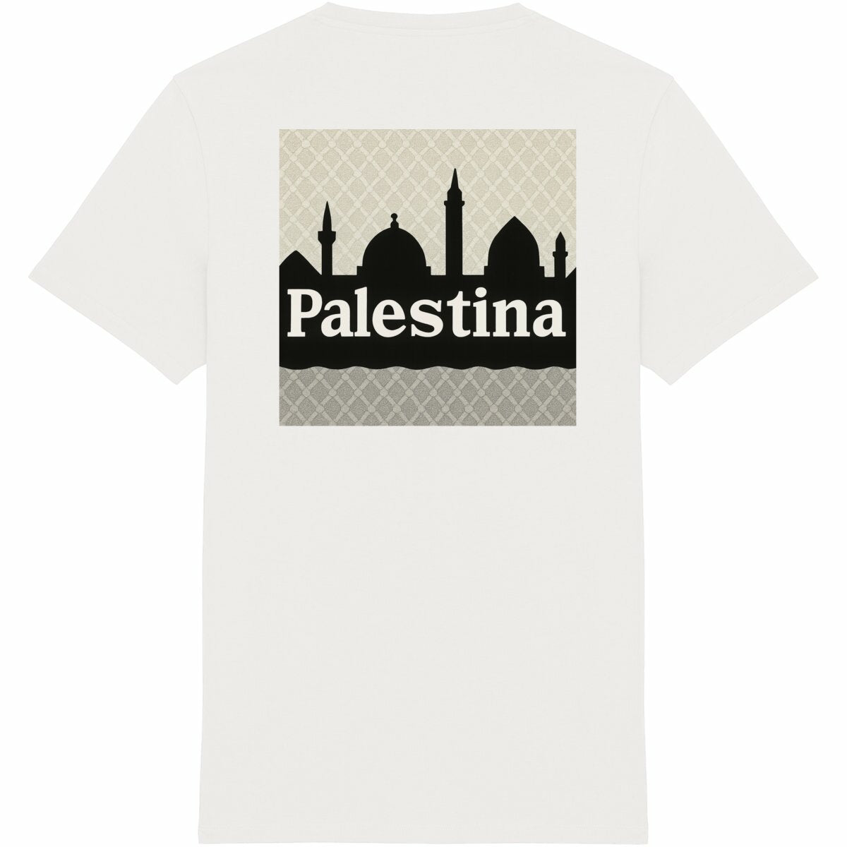 Camiseta unisex Made in Portugal: logo + palestina BLANCO - espalda_blanco
