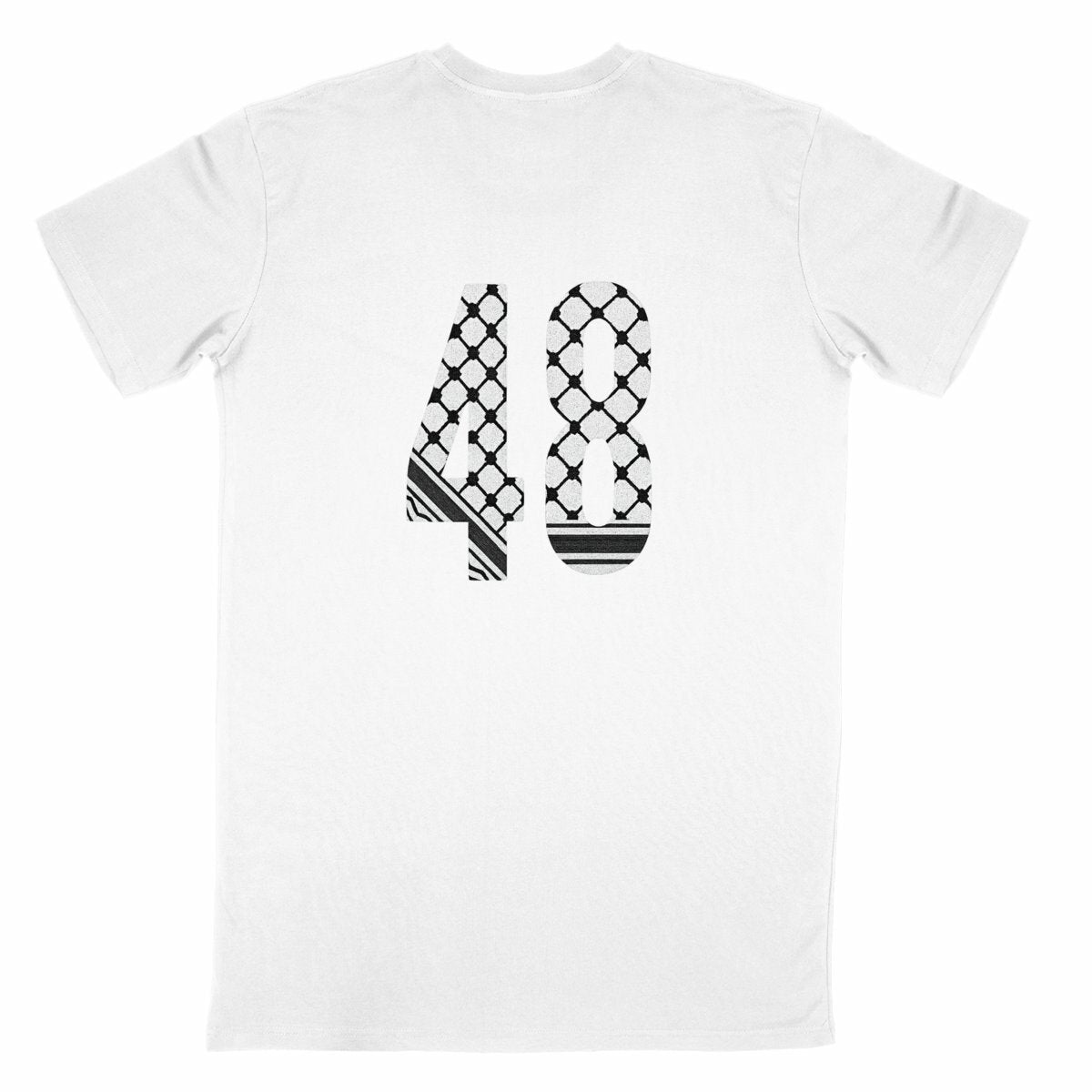 Camiseta clásica unisex; arabe+ 48 negro - espalda_blanco
