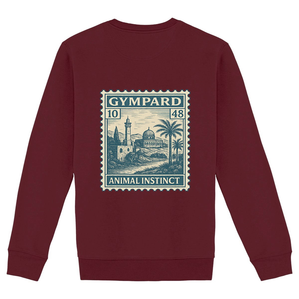 Sudadera unisex de alto gramaje: sello - espalda_burdeos