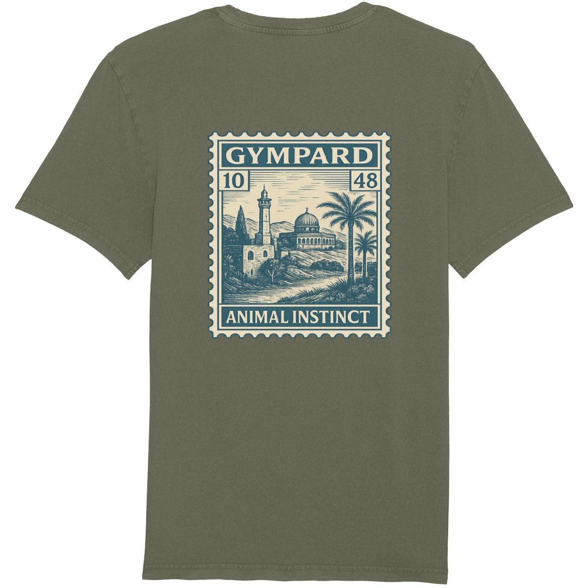 Camiseta unisex vintage: sello - espalda_caqui