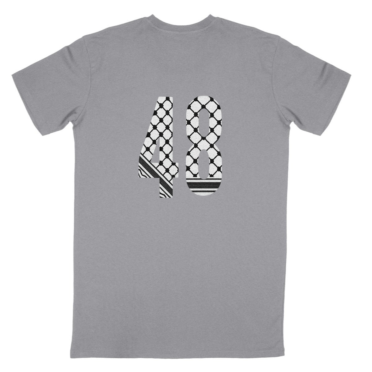 Camiseta clásica unisex; arabe+ 48 negro - espalda_grisjaspeado