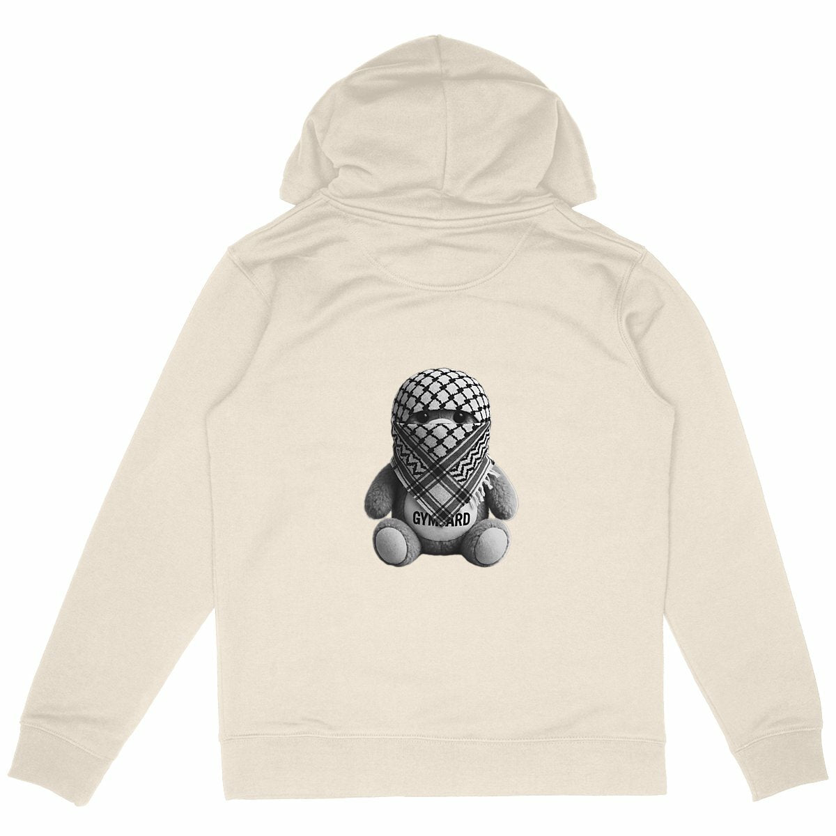 Sudadera pesada unisex con capucha: arabe osito - espalda_marfil