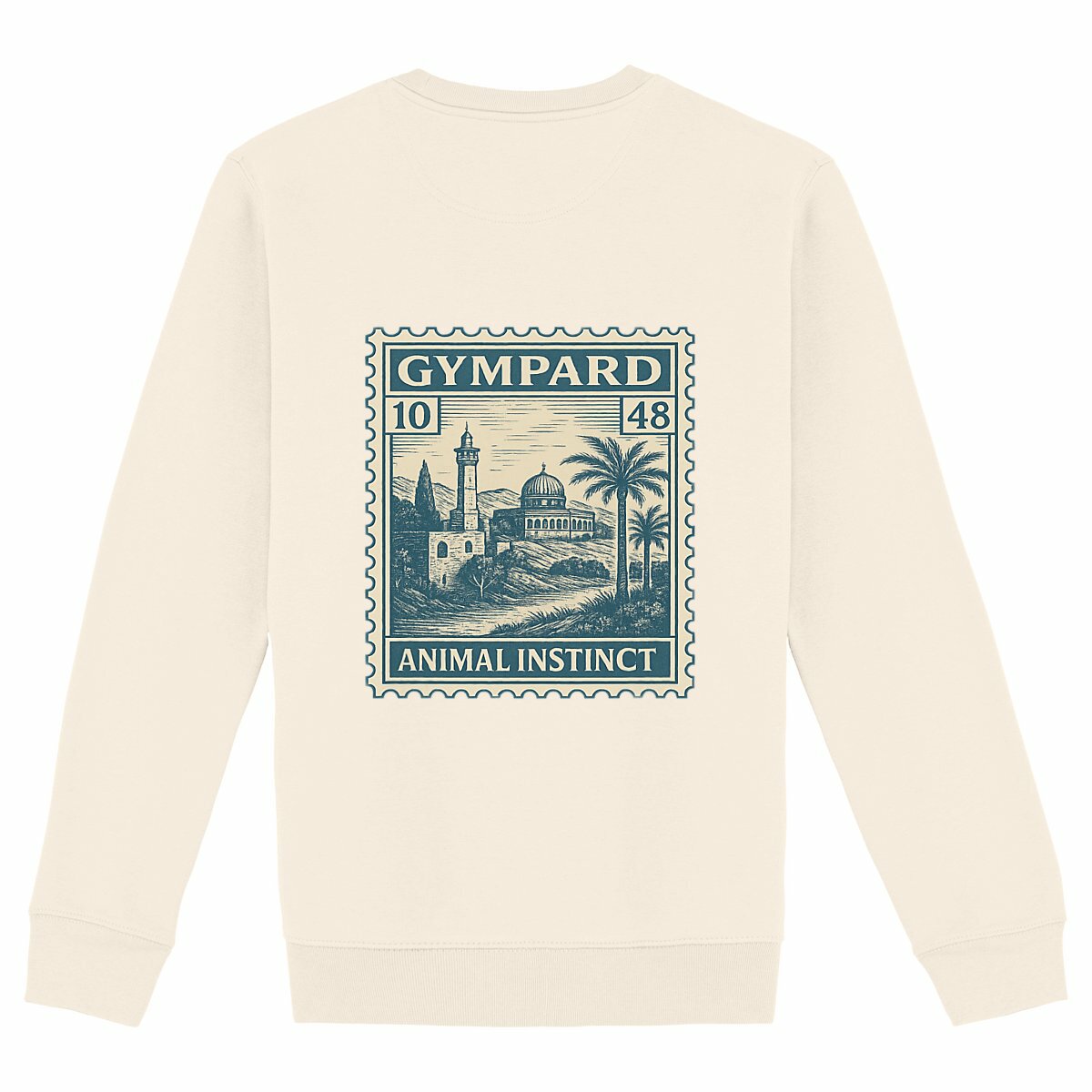 Sudadera unisex de alto gramaje: sello - espalda_marfil