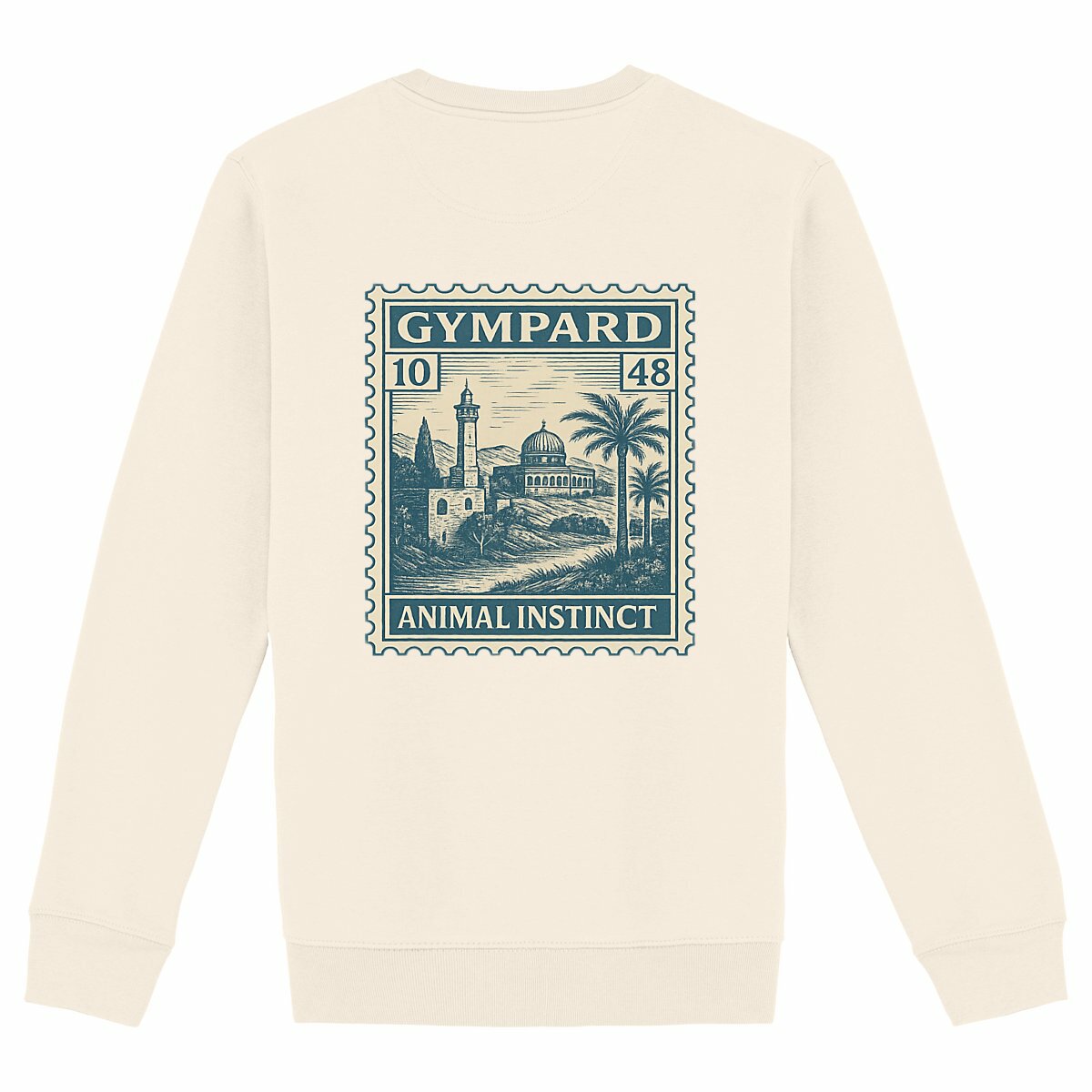 heavyweight sweatshirt; Arabic CG STAMP - espalda_marfil
