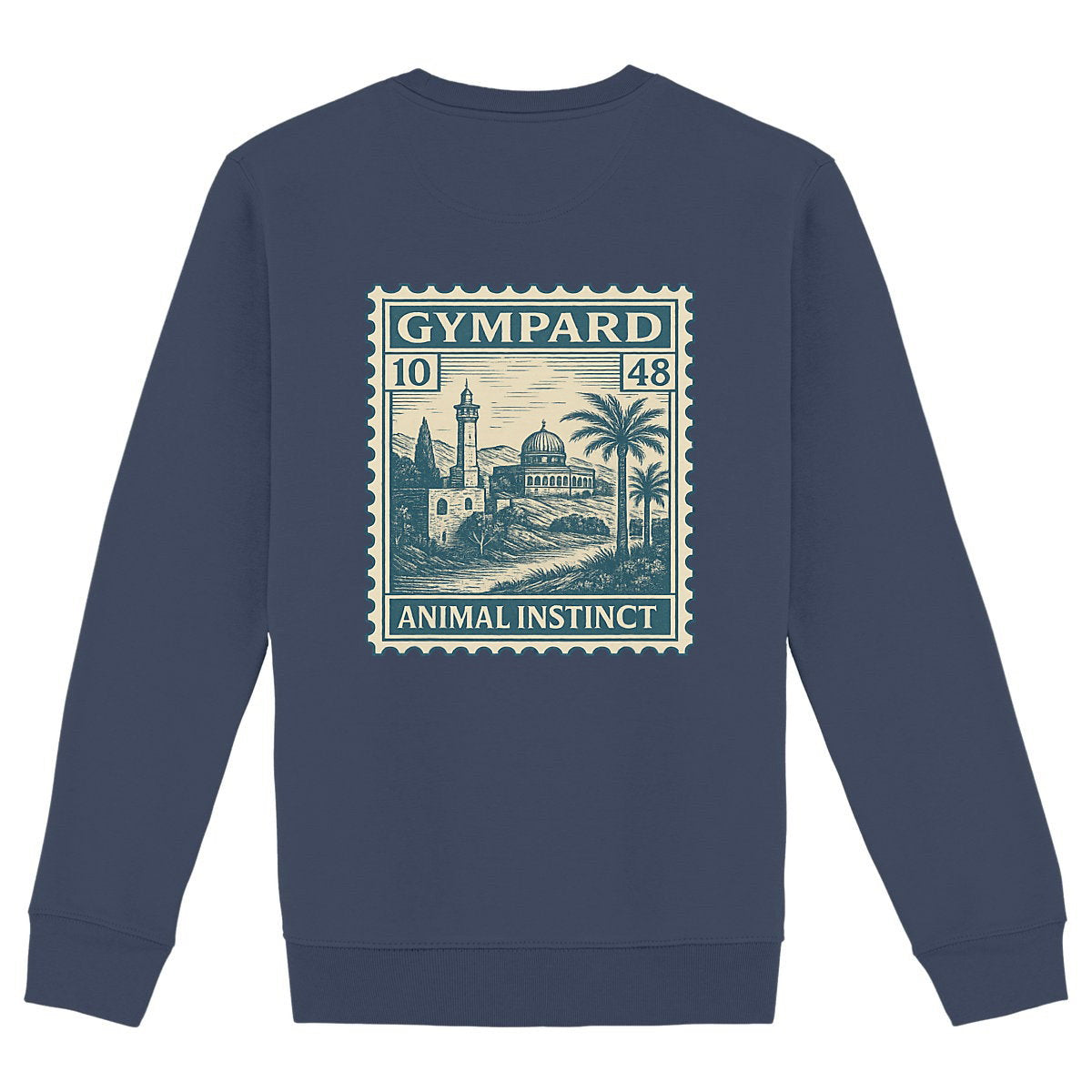 heavyweight sweatshirt; Arabic CG STAMP - espalda_marino