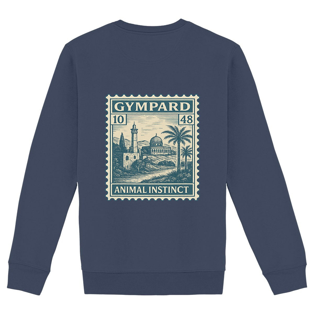 Sudadera unisex de alto gramaje: sello - espalda_marino