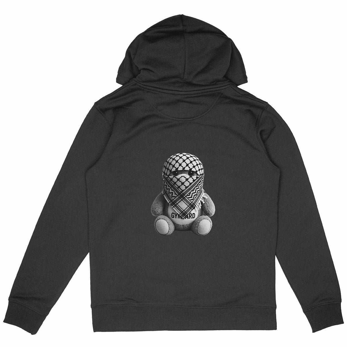 Sudadera pesada unisex con capucha; LOGO+ osito - espalda_negro