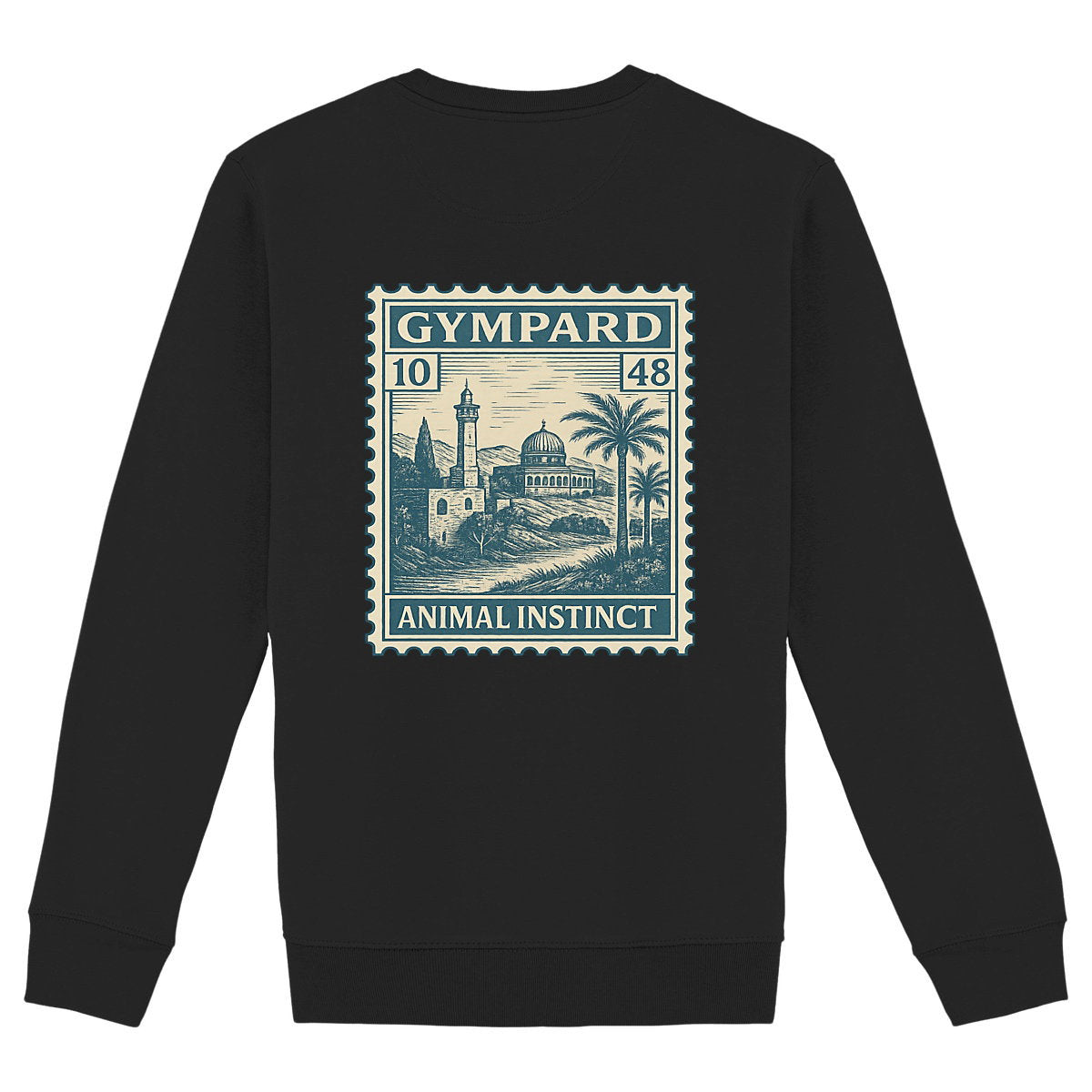 heavyweight sweatshirt; Arabic CG STAMP - espalda_negro