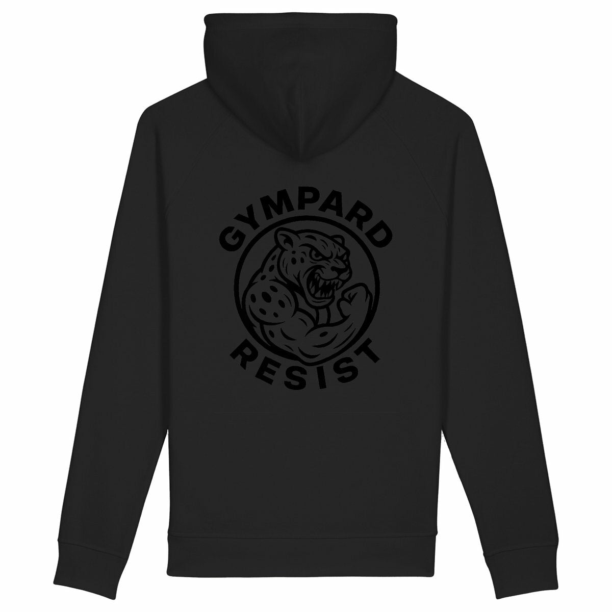 Sudadera unisex con capucha y bolsillo lateral:RESIST - espalda_negro