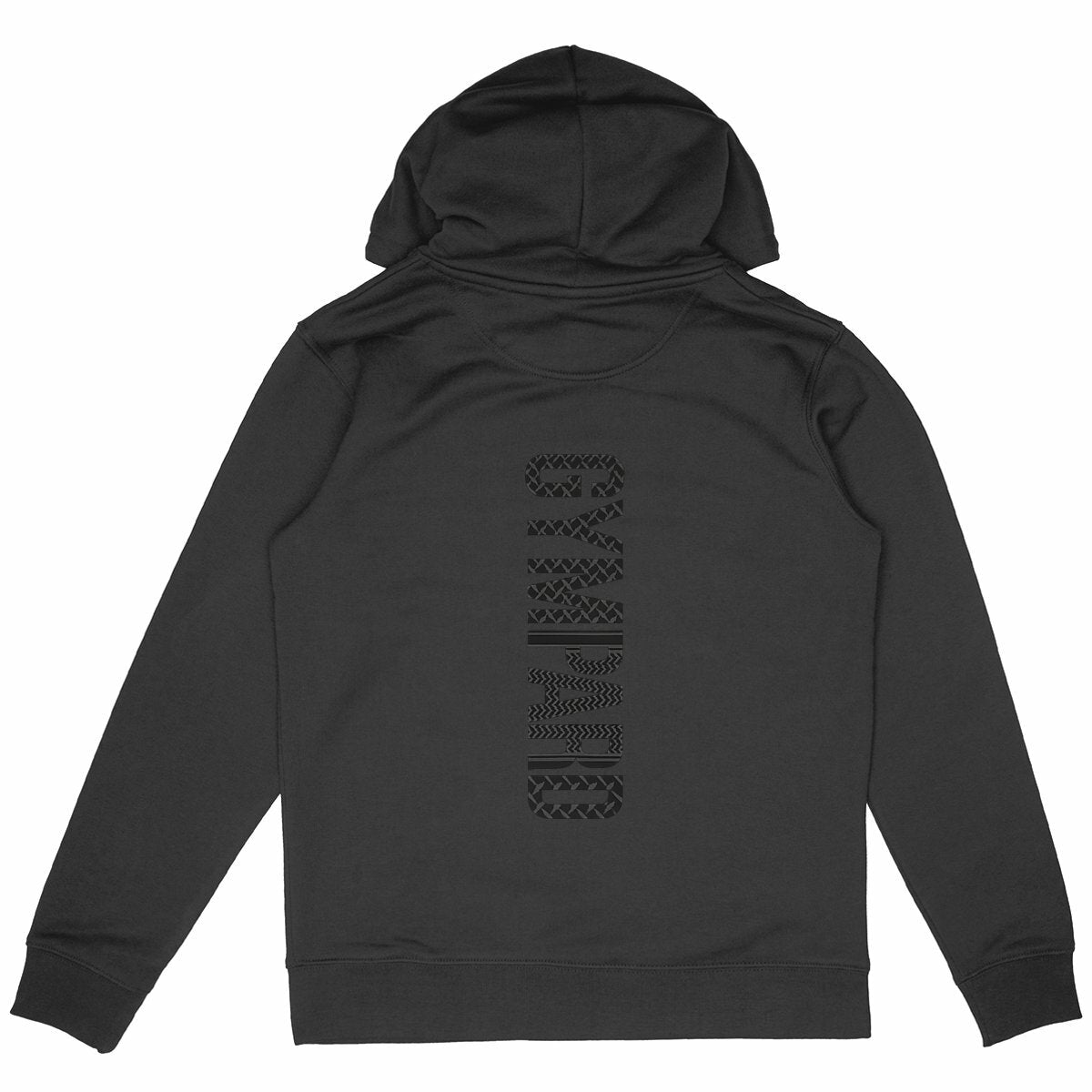 Sudadera pesada unisex con capucha; GYMPARD LETRAS - espalda_negro