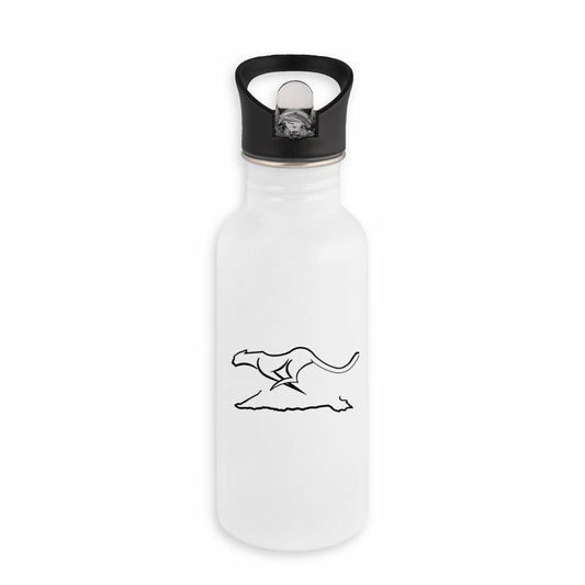 Botella de agua de acero inoxidable con pajita - frente_blanco