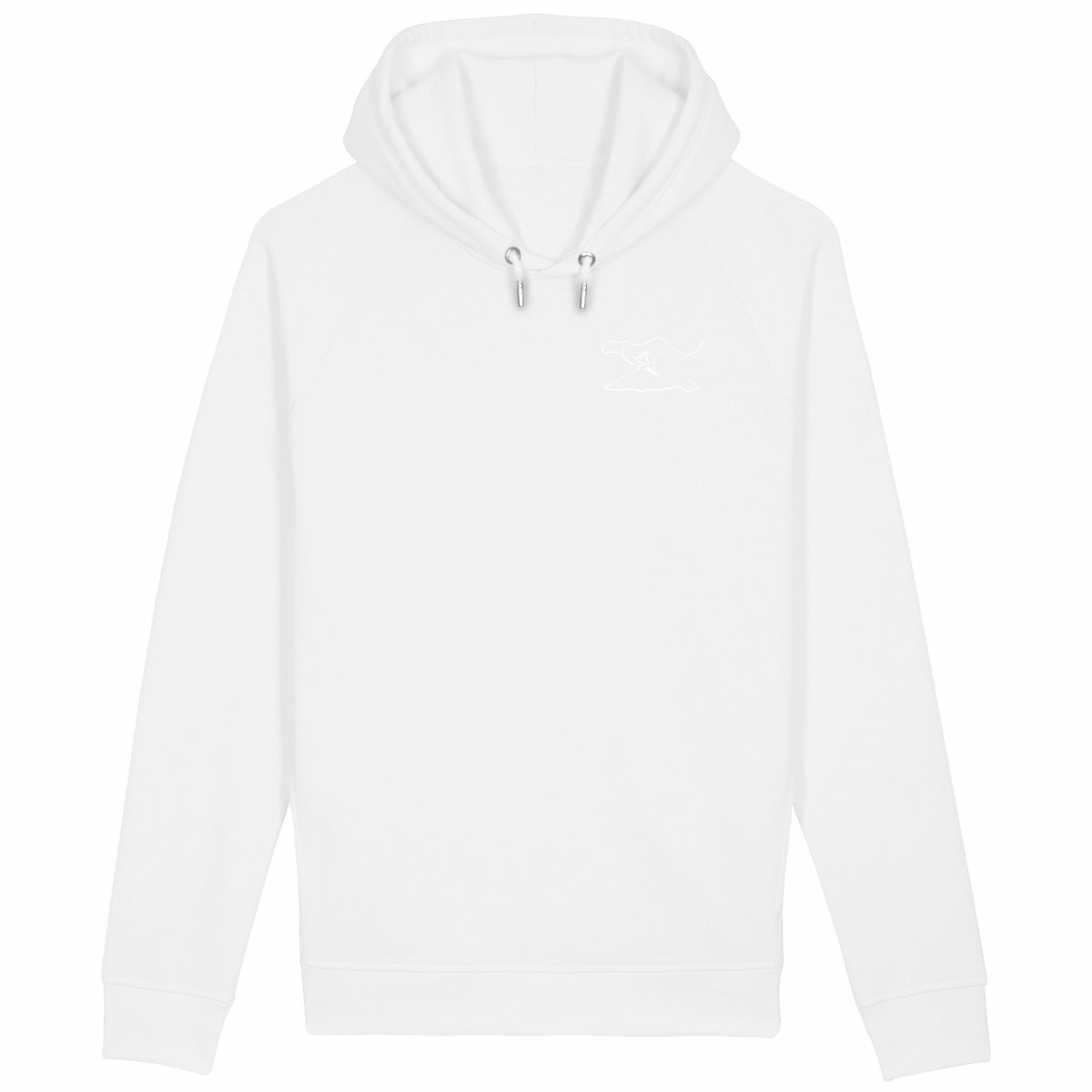 Sudadera unisex con capucha y bolsillo lateral: logo + resist - frente_blanco