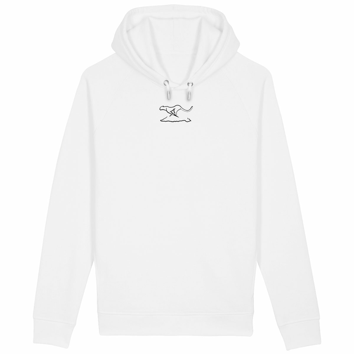 Sudadera unisex con capucha y bolsillo lateral: logo simple frontal;negro - frente_blanco