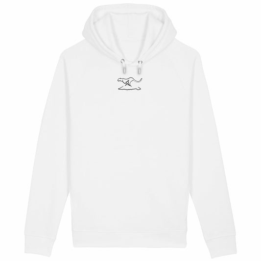 Sudadera unisex con capucha y bolsillo lateral: logo simple frontal;negro - frente_blanco