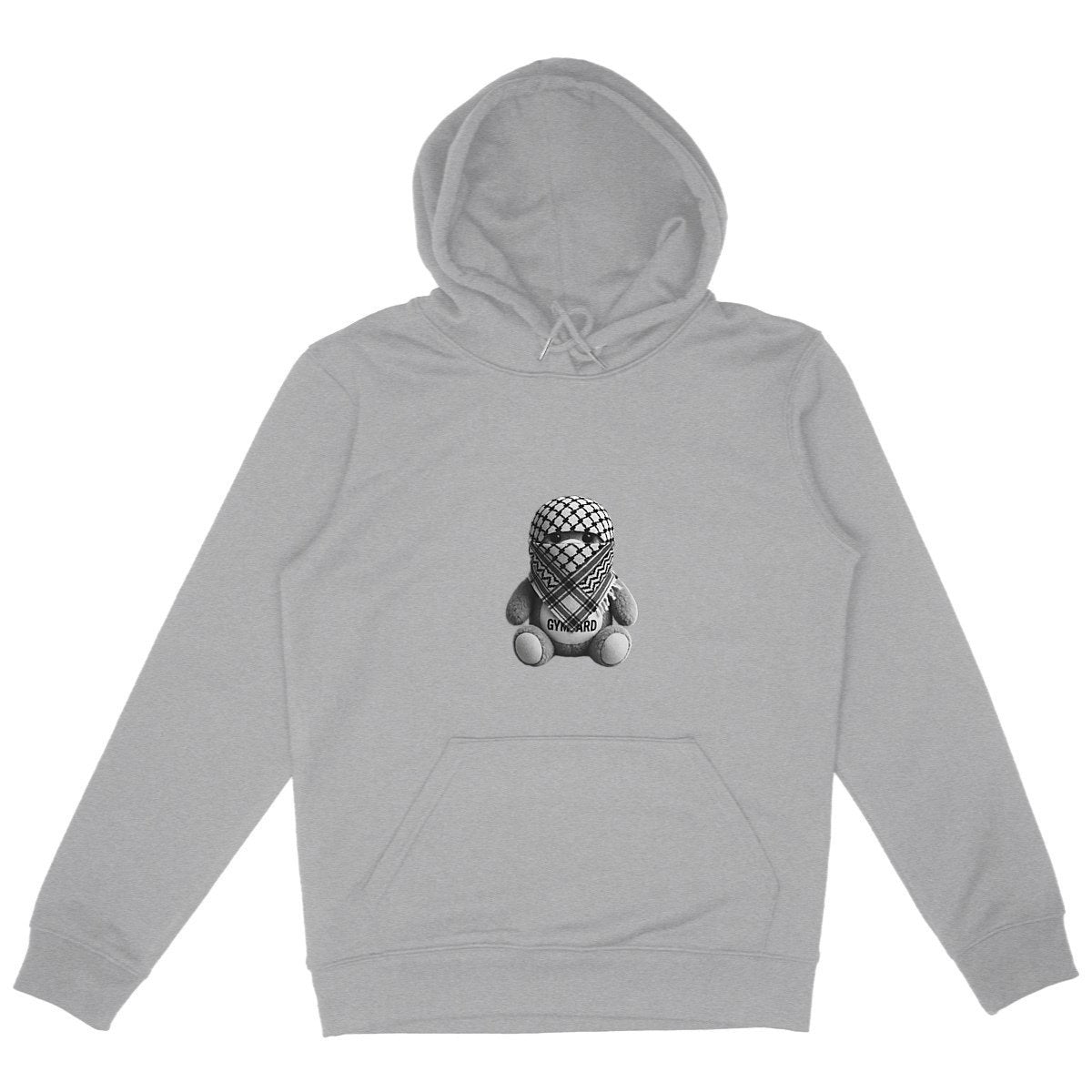 Sudadera pesada unisex con capucha: oso frontal  - frente_heidekrautgrau