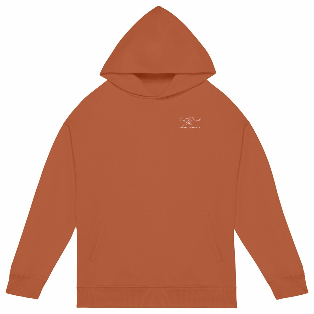 Sudadera con capucha oversize unisex:logo simple - frente_naranja