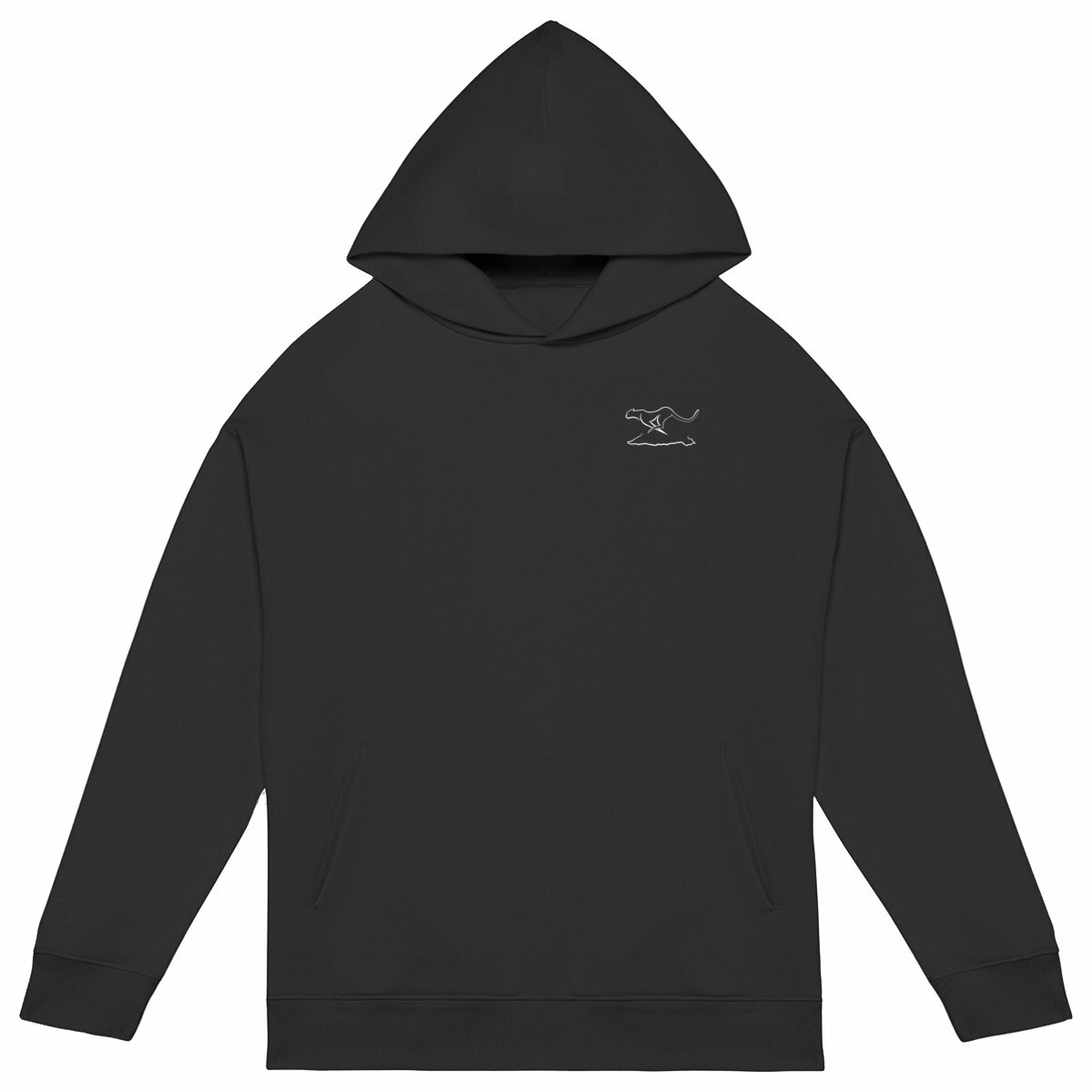 Sudadera con capucha oversize unisex:logo simple - frente_negro