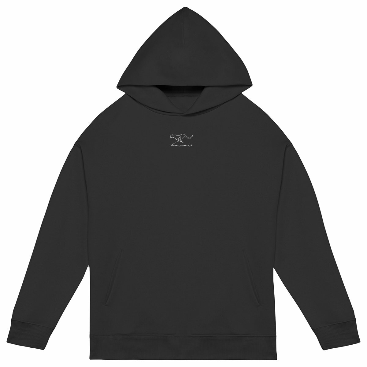 Sudadera con capucha oversize unisex; logo simple central - frente_negro
