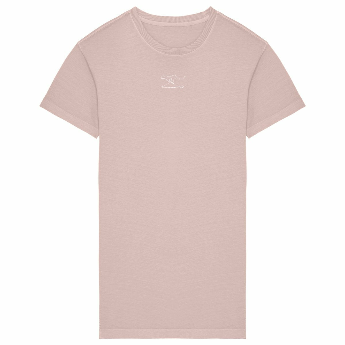 Vestido camisero vintage de mujer: logo simple - frente_rosapétalolavado
