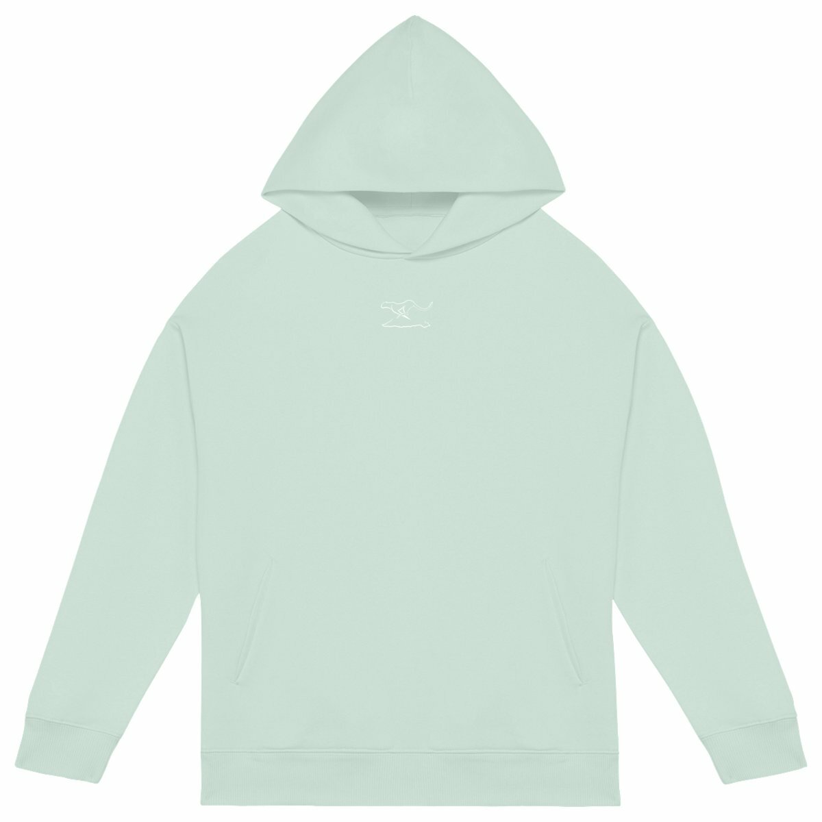 Sudadera con capucha oversize unisex; logo simple central - frente_verde